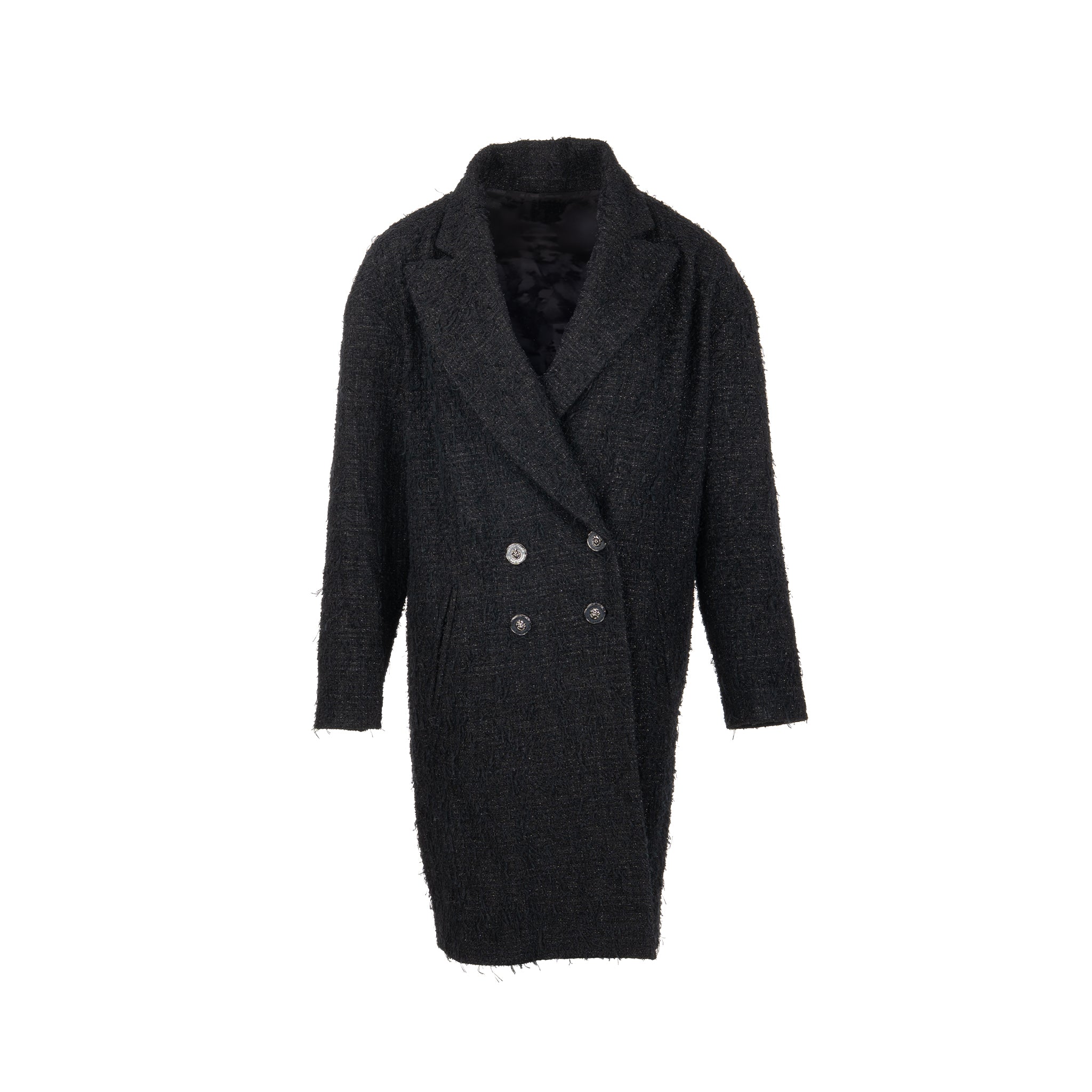Chanel Size 36  31 Rue Cambon Double Breasted Coat Cotton/Polyester Black