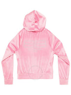 Balenciaga stretch velvet hooded zip-up pink