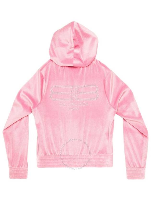 Balenciaga stretch velvet hooded zip-up pink
