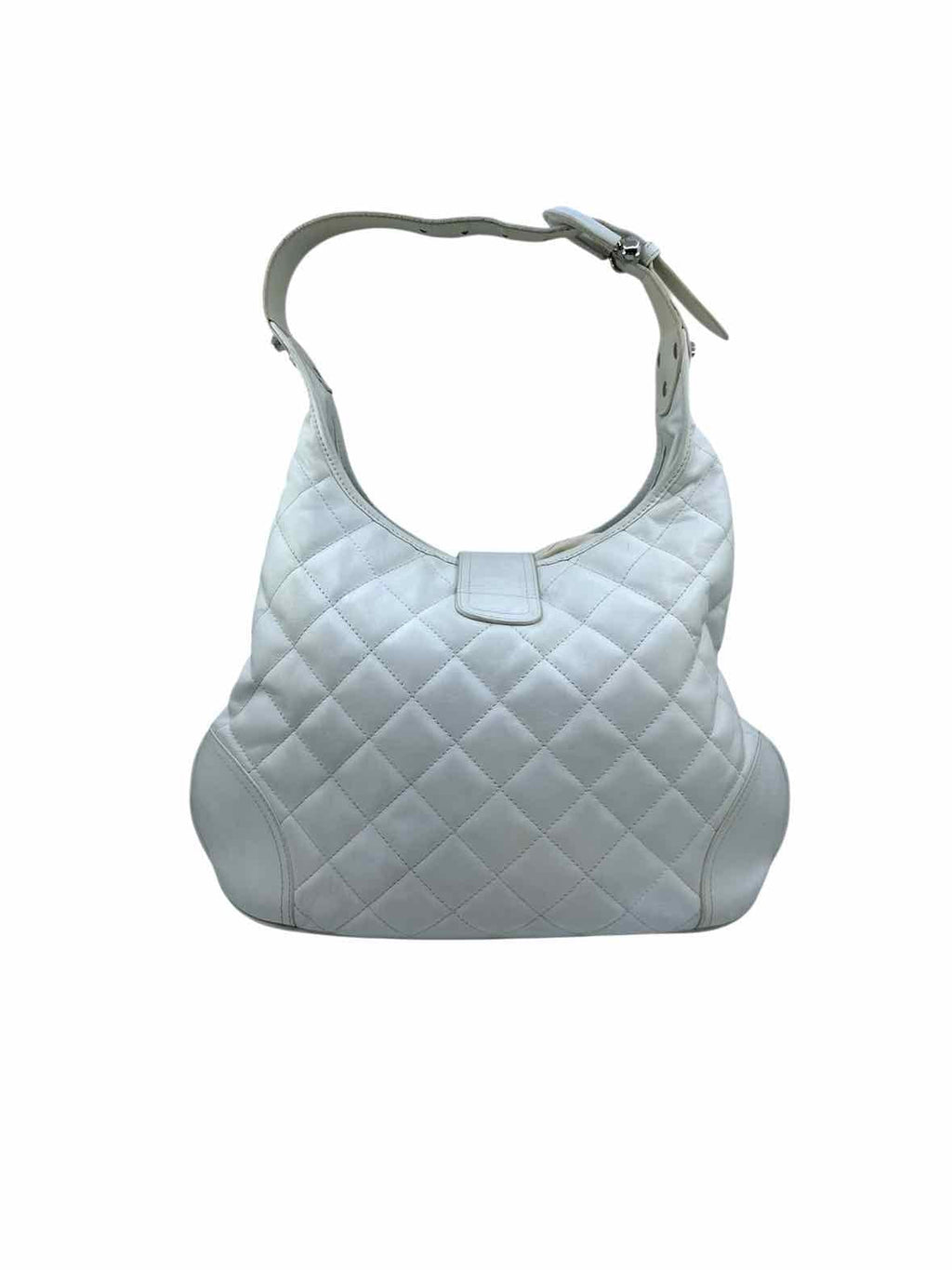 BURBERRY White Leather Quilted Handbag