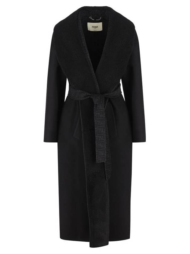 Fendi Shawl Collar Belt Coat Black