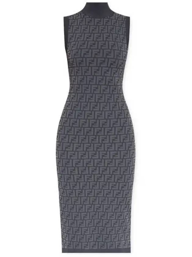 Fendi FF motif sleeveless midi dress blue