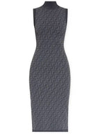 Fendi FF motif sleeveless midi dress blue