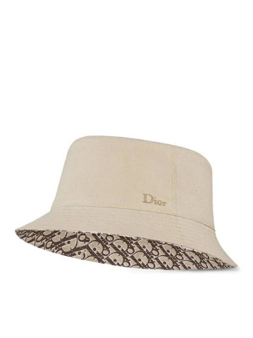Oblique Reversible Bucket Hat Beige Dior
