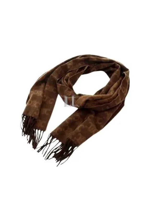 CELINE Monogram Cashmere Muffler Brown Toffee