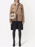 Burberry Mini Two-Tone Canvas and Leather Freya Tote Bag Natural Tan