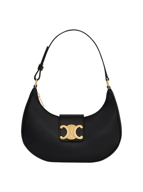 CELINE Ava Triomphe Smooth Calfskin Shoulder Bag Black