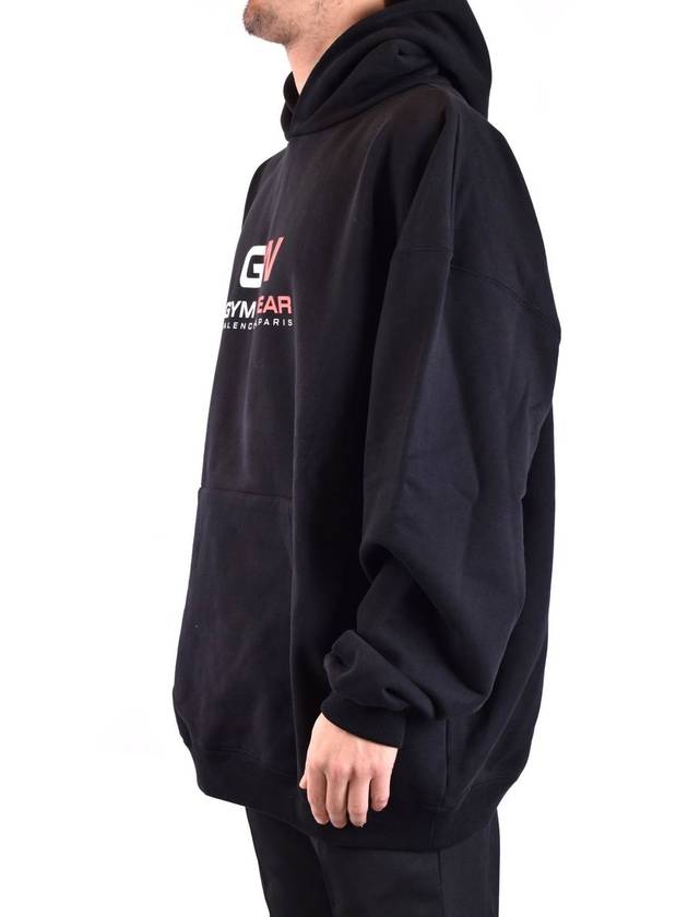 Balenciaga Gymwear Logo Print Cotton Hoodie Black