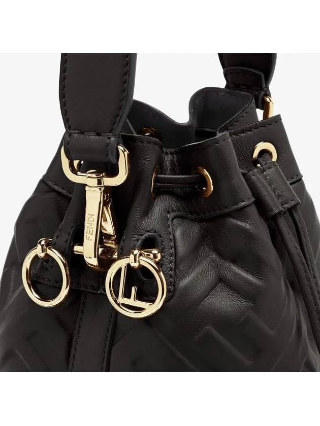 Fendi Mon Tresor FF Motif Leather Mini Bucket Bag Black