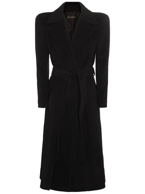 Balenciaga black cashmere wool blend round shoulder coat 769014TOU021000 B0560955732