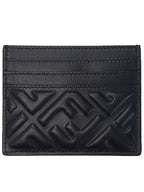 Fendi Baguette Embossed FF Logo Card Wallet Black