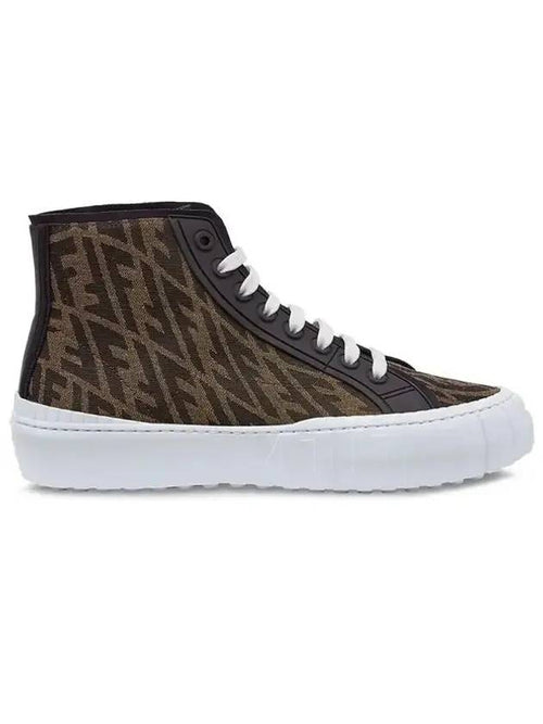 Fendi FF Logo High Top Sneakers Brown