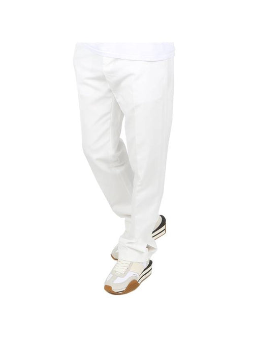 Ankle Slit Cotton Straight Pants White Dior
