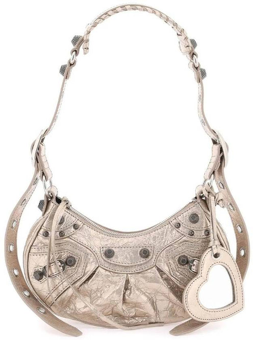 Balenciaga Metallic Le Cagol XS Lambskin Shoulder Bag Metallic Beige