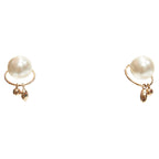 Dior Tribale Double Pearl Crystal Droplets Hoop Stud Earrings Pair