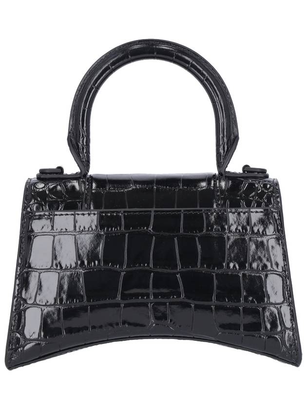 Balenciaga Hourglass Crocodile Embossed Cross Bag Black