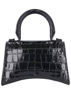 Balenciaga Hourglass Crocodile Embossed Cross Bag Black