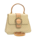 CELINE Macadam Circle Logo 2Way Shoulder Hand Bag PVC Leather Beige  25937