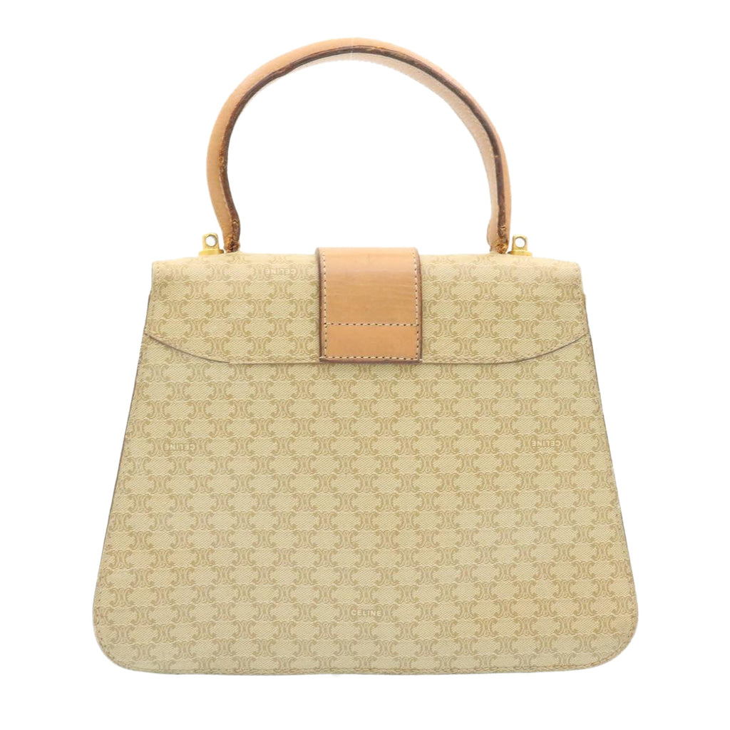 CELINE Macadam Circle Logo 2Way Shoulder Hand Bag PVC Leather Beige  25937
