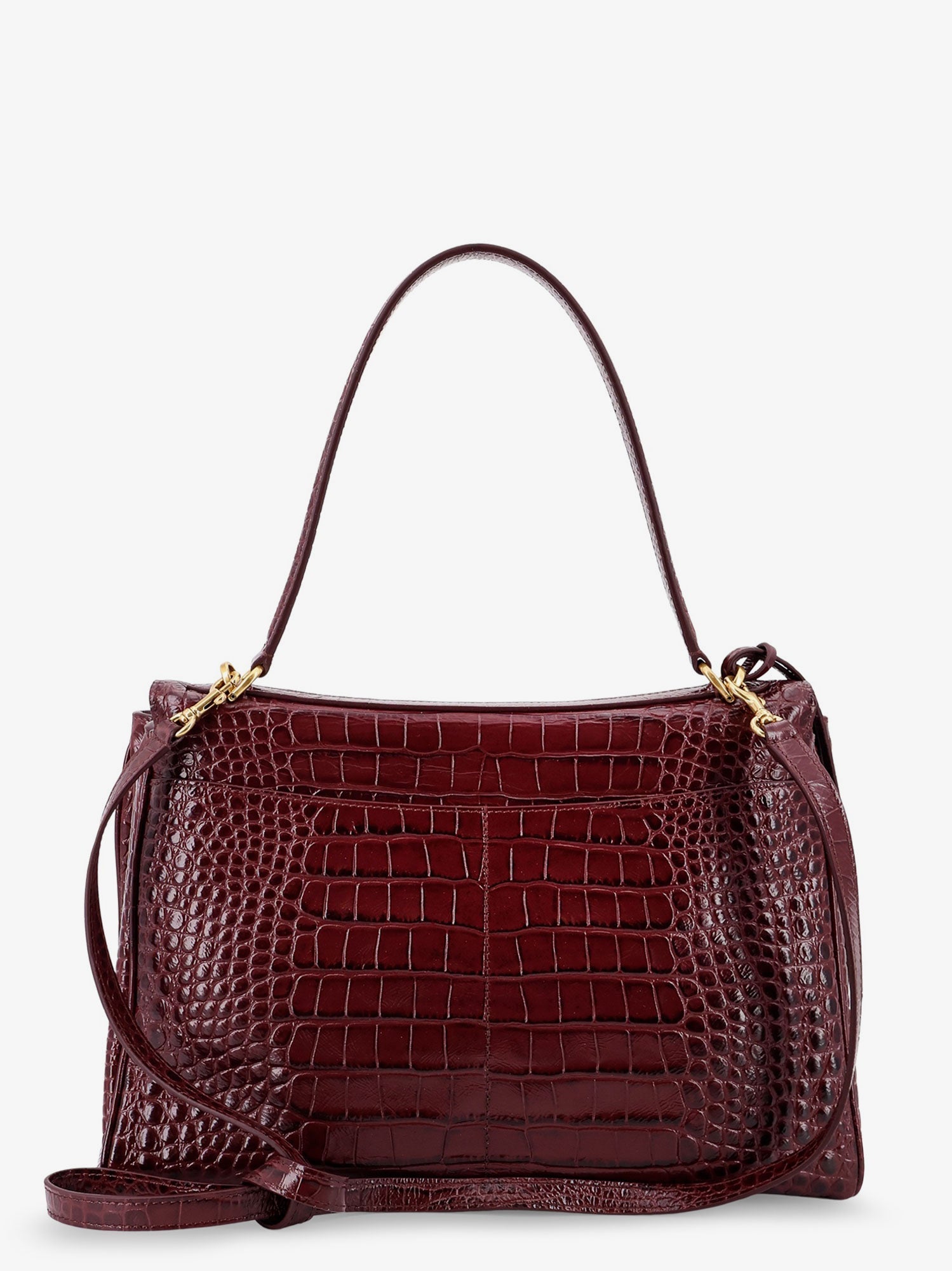 Balenciaga Women Rodeo Leather Shoulder Bag With Croco Effect