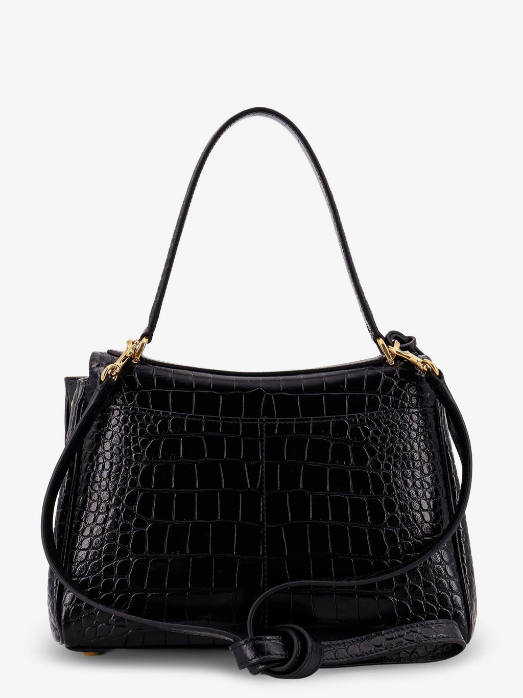 Balenciaga Women Rodeo Leather Shoulder Bag With Croco Effect