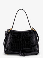 Balenciaga Women Rodeo Leather Shoulder Bag With Croco Effect