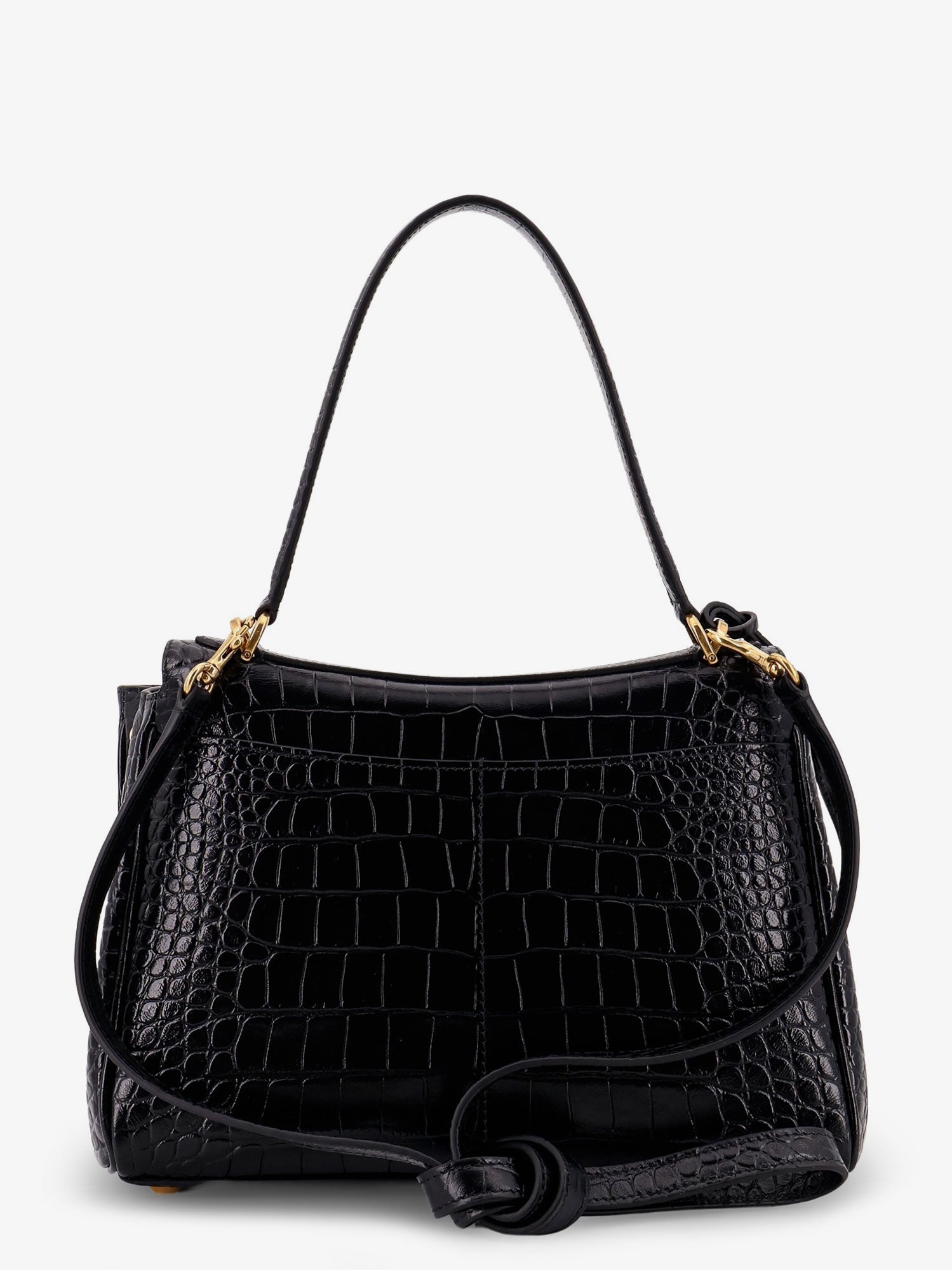 Balenciaga Women Rodeo Leather Shoulder Bag With Croco Effect