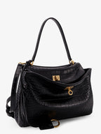 Balenciaga Women Rodeo Leather Shoulder Bag With Croco Effect