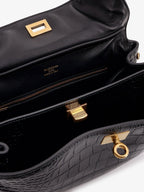 Balenciaga Women Rodeo Leather Shoulder Bag With Croco Effect
