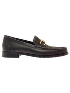 Fendi FF O Rock Fabric Leather Loafers Black Brown