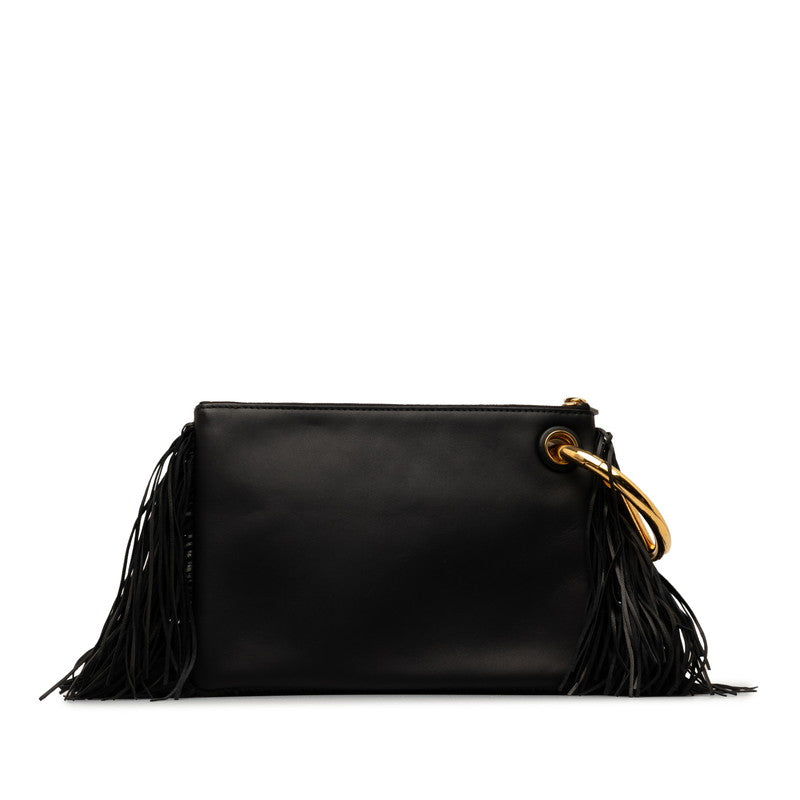 Fendi Triplets Fringe Pouch Backpack 8BS001 Black White Red Leather  Fendi