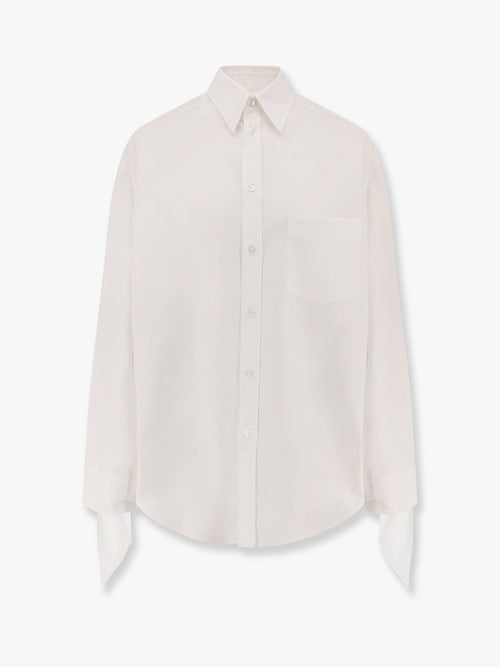 Balenciaga Women Oversize Cotton Shirt With Knotted Details