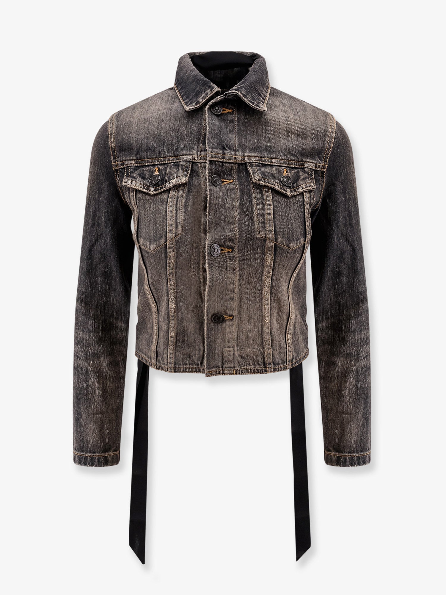 Balenciaga Women Denim Jacket With Satin Laces