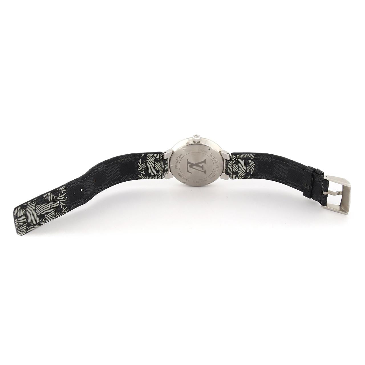 Louis Vuitton Tambour Damier Monogram Rope Stainless Steel Watch