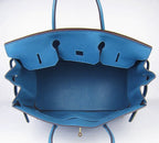 Hermes Birkin 35cm Togo Leather Handbags 6099 Blue Golden