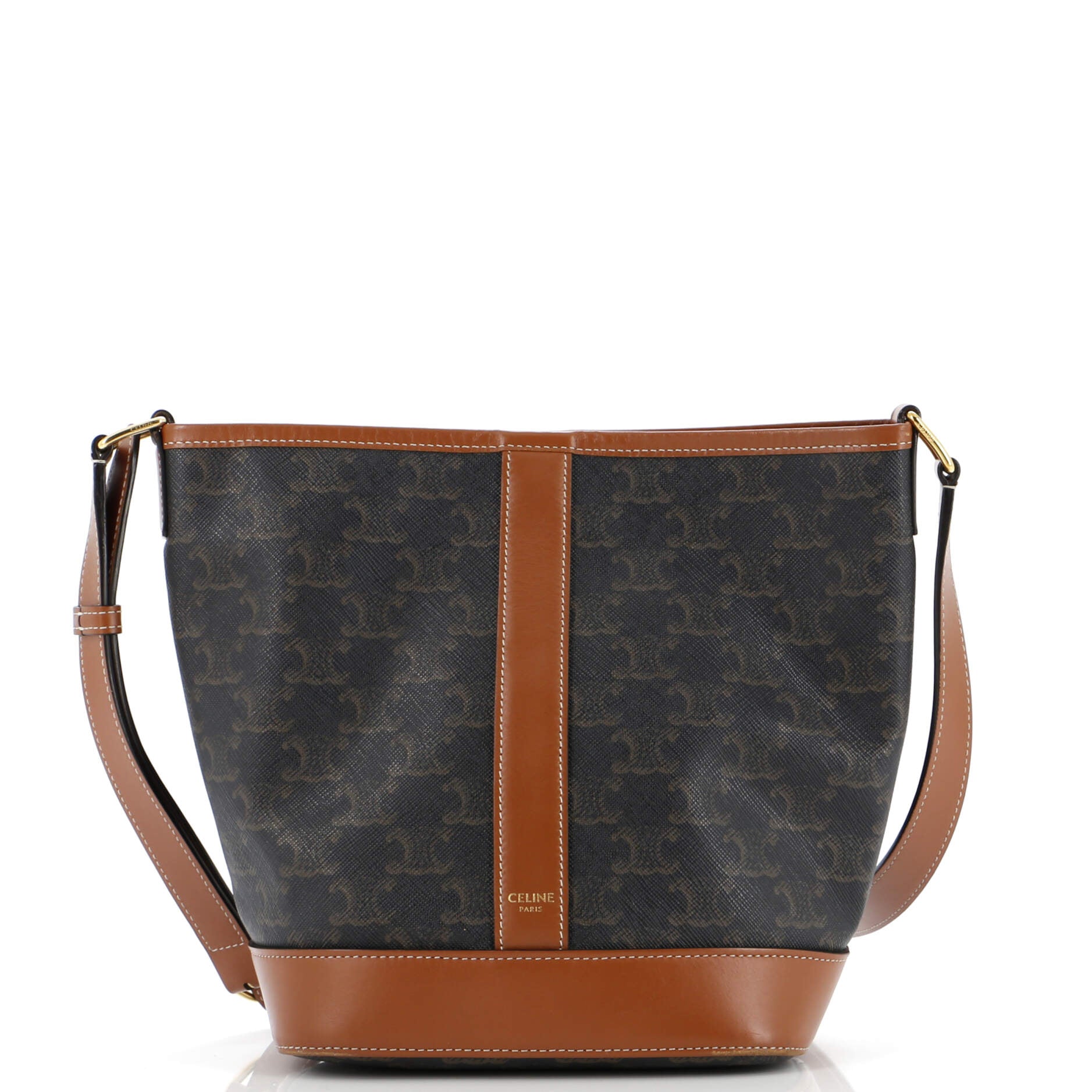 Celine Bucket Bag Triomphe Coated Canvas Small