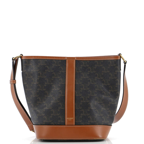 Celine Bucket Bag Triomphe Coated Canvas Small
