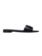 Fendi Baguette FF Logo Leather Slippers Black