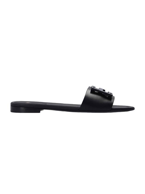 Fendi Baguette FF Logo Leather Slippers Black