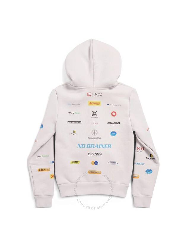 Balenciaga Business English Zip-Up Hoodie Offwhite