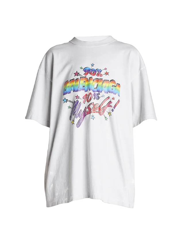 Balenciaga 90/10 Slogans Print Large Fit Short Sleeve T-Shirt White