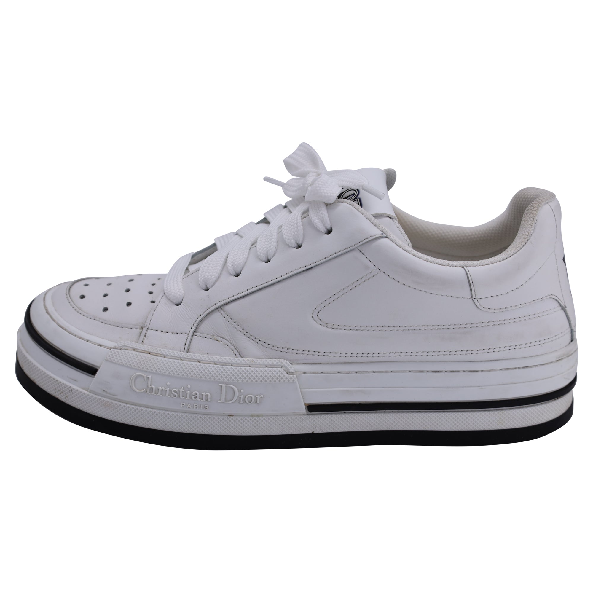 Dior D-Freeway Low-Top Sneakers in White Leather