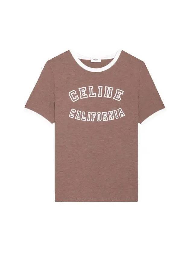 CELINE California 70s Cotton Jersey Short Sleeve T-shirt Vintage Brown