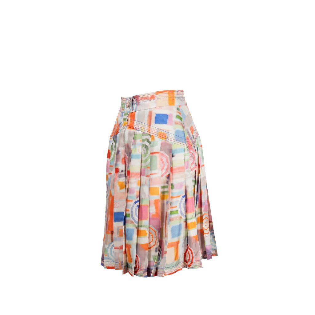 Chanel Size 38 19S Umbrella Motif Skirt Silk Multicolour