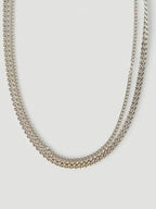 Bottega Veneta Double Curb Chain Logo Necklace Silver