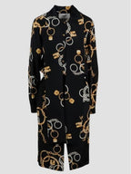 CELINE Chain Printed Silk Long Dress Black