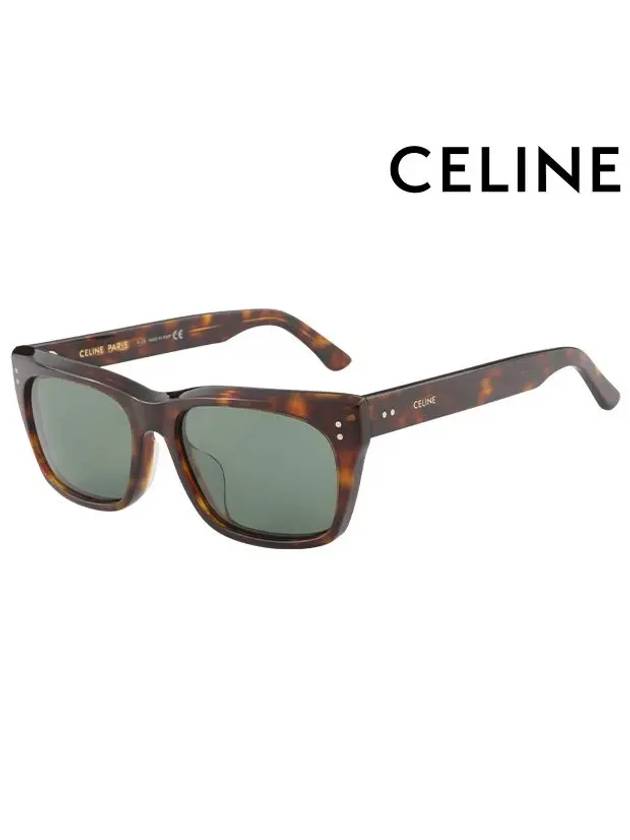 CELINE Eyewear Logo Square Sunglasses Brown Havana