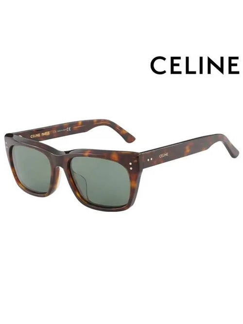 CELINE Eyewear Logo Square Sunglasses Brown Havana
