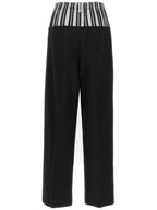 Fendi Wool Layered Wide Pants Black