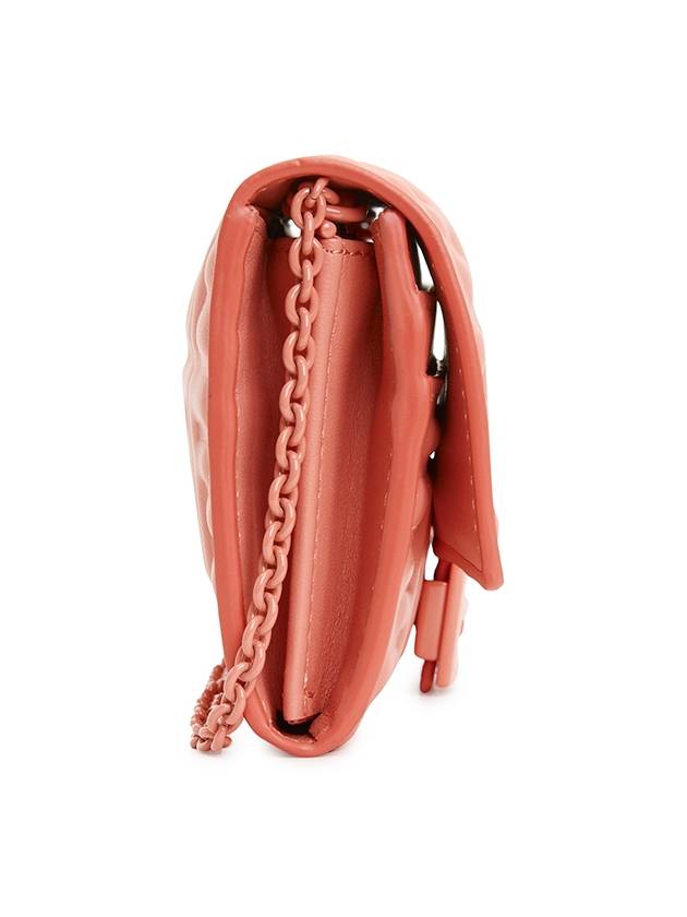 Fendi Baguette Continental Embossed FF Logo Chain Long Wallet Pink